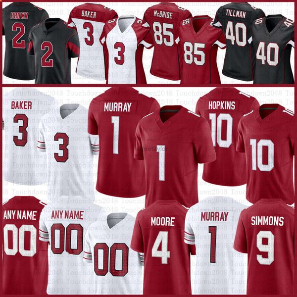 

kyler murray budda baker jj watt custom football jerseys marquise brown isaiah simmons zach ertz arizonas james conner cardinal rondale moor, Black;red