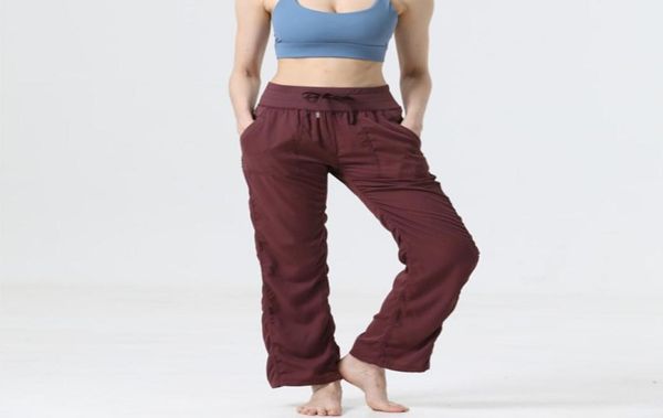 

high waist yoga pants sport women quick dry trousers women's drawstring sportswear woman gym sports casual loose fitness running2156988