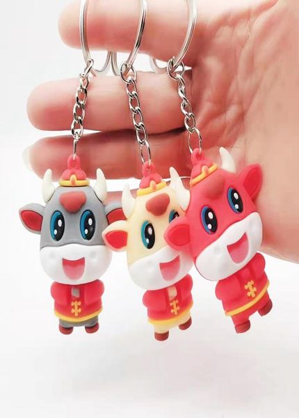 

year of the ox gift fortuna ox keychain bag pendant bullish new year gift promotion whole4381396, Silver