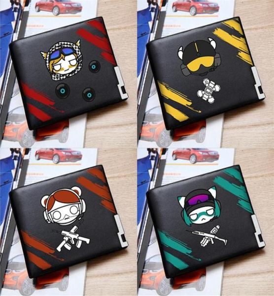 

style rainbow six siege printing short wallet cartoon money bag pu leather card for teens students money holder232b4871788, Red;black