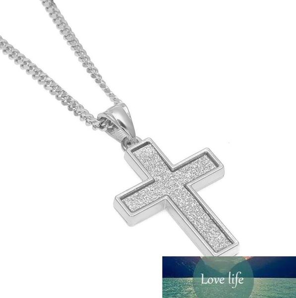 

new iced sand blast pendant charm for women gold silver color cross pendant necklace chain men039s hip hop jewelry4195718