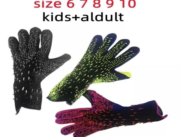 

sports gloves latex football goalkeeper thickened professional protection adults teenager soccer goalie 2209292584437, Black