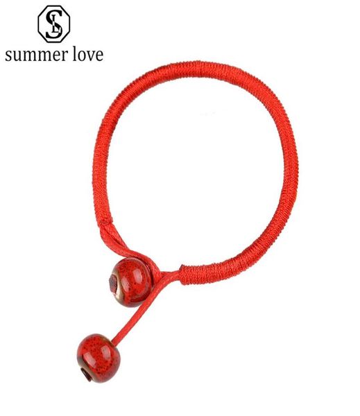 

handmade pink blue red ceramic beads lucky braided bracelet for women men bohemian style red string bracelet trendy jewelry5125017, Black