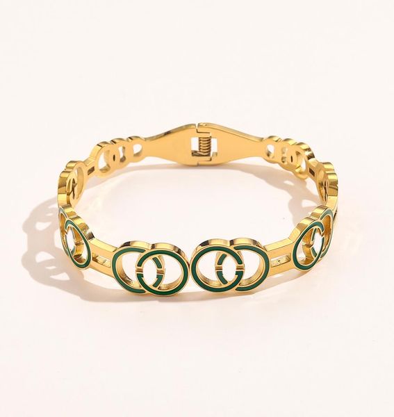 

new style bracelets women bangle luxury designer letter jewelry 18k gold plated stainless steel wedding lovers gift bangles wholes5180444, Black