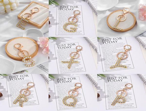

letter pendant keychain crystal rhinestone alphabet key ring initial capital az jewelry chain gifts9065072, Silver