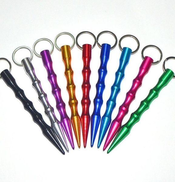 

aliuminum self defense safety women spike stick keychain key chain metal whole color shipped by random 4333334, Silver