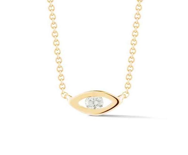 

gemnice jewelry fashion minimalist 925 sterling silver 14k gold plated round zircon diamond eye pendant necklace for women1427022