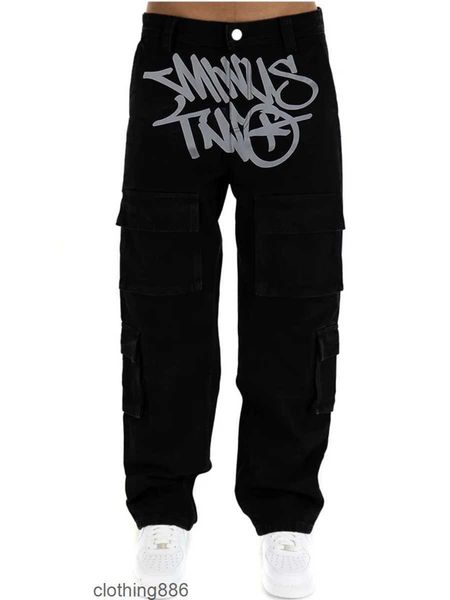 

men's pants lti poet baggy new jeans minus two cargo y2k jeans denim bla pants harajuku hip hop goic wide leg trousers streetwear g2304, Black