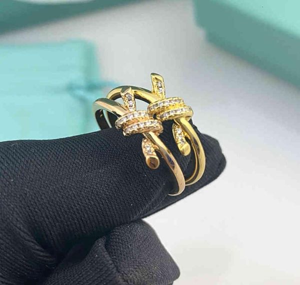 

new knotted ring female plated 18k rose gold ed rope girl gu ailing straight28295098316409, Silver
