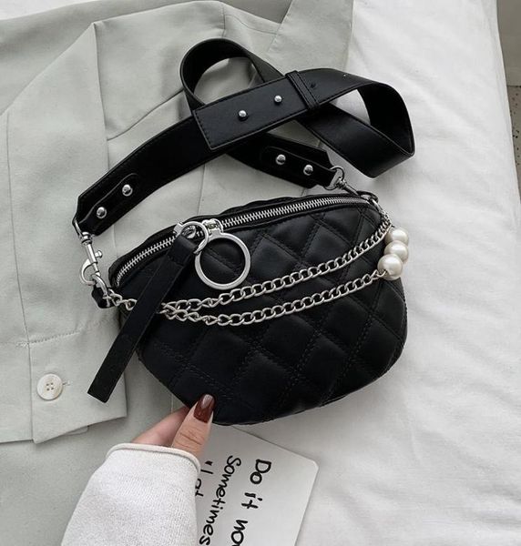 

women chest bag small solid color pearl design summer shoulder bags female phone purses chain handbags lady crossbody waist8567730