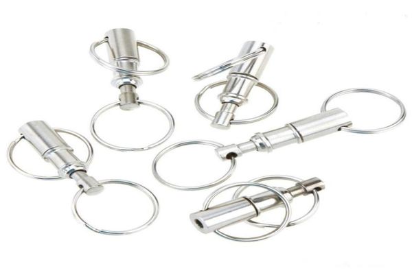 

10pcs premium quick release pullapart key removable handy keyring detachable keychain accessory with two split rings to2431631625, Silver