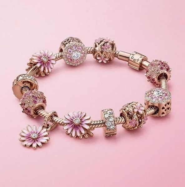 

fashion sterling silver rose gold crystal garden daisy flowers murano lampwork glass & european charm beads heart dangle fits charm bracelet, Golden;silver