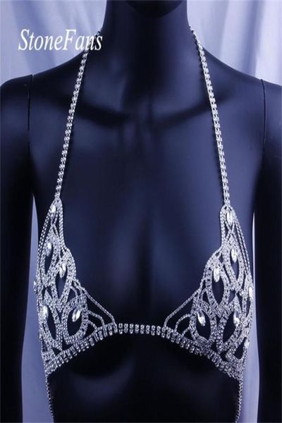 

stonefans body jewlery bralette chain for women leaf bikini crystal underwear chains lingerie body jewellery t2005089695727, Silver