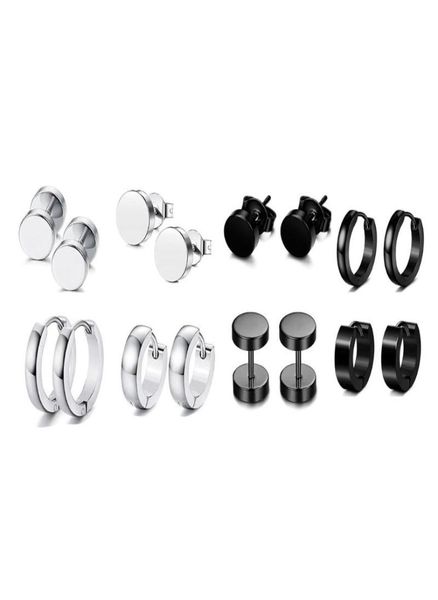 

stud x7af 4 pairsset stainless steel punk earrings hip hop rock gothic ear studs women men jewelry gifts6299894, Golden;silver