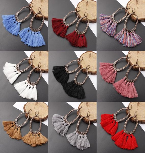 

new design bohemia style tassel earrings long tassel fringe dangle ear stud vintage earring eardrop for women lady6784776, Silver