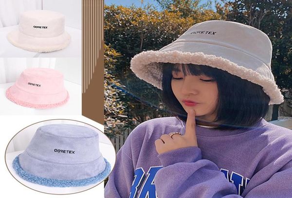 

wide brim hats 17 colors women bucket hat suede artificial fur wool fleece thick fashion fisherman caps warm plush winter sunscree8871054, Blue;gray