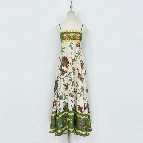 

australian designer 2023 new linen print strap dress, Black;gray