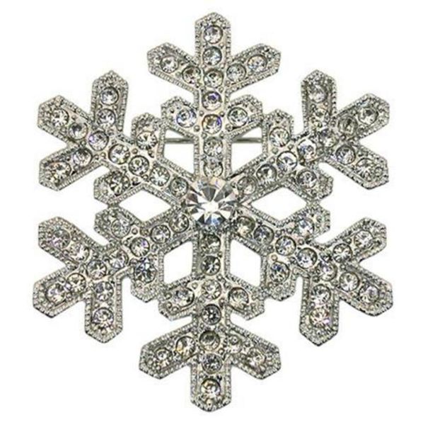 

2 inch rhinestone crystal diamante snowflake brooch silver tone 4680220, Gray