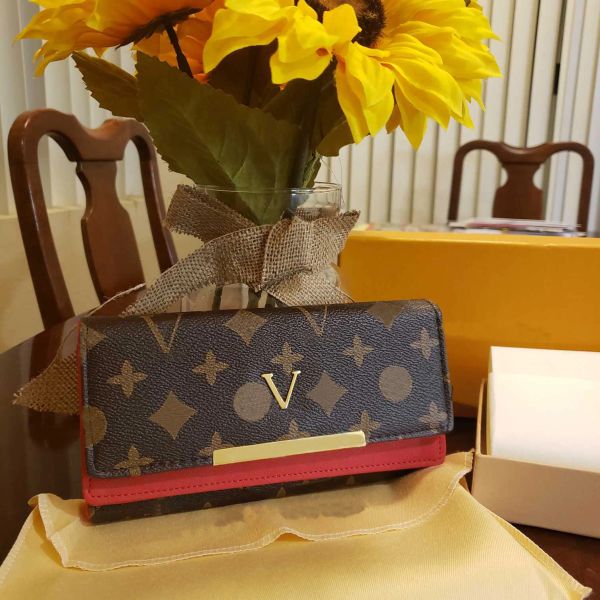

purses women's wallets zipper bag female wallet purse fashion card holder pocket long women tote bags with box dustbags, Red;black