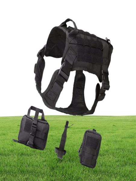 

tactical k9 service dog modular harness dog vest hunting molle vests with pouches bag and water bottle carrier bag7229815, Camo;black