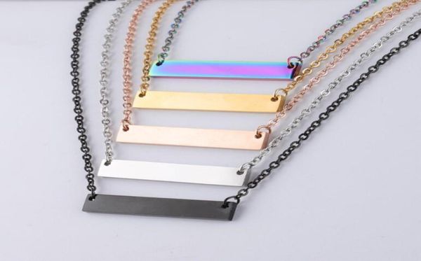 

blank bar pendant necklace stainless steel gold rosegold silver charm pendants jewelry for buyer own engraving5212482