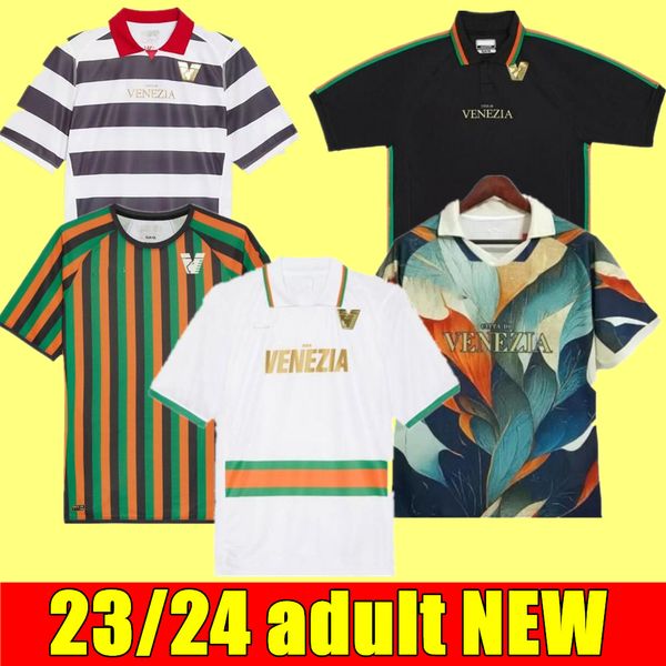

21 22 23 24 venezia fc soccer jerseys home black away white third blue 4th red 10# aramu 11# forte venice 2023 2024 busio 27# football shirt, Black;yellow