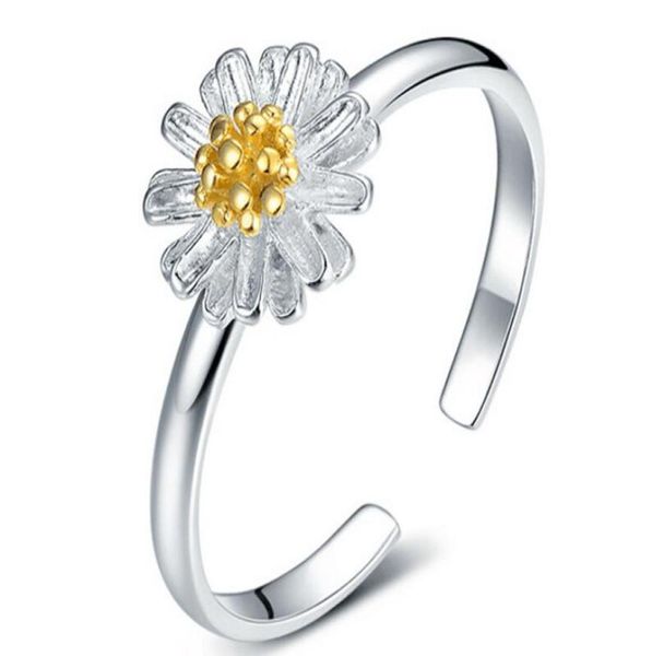 

2017 s plating s925 sterling silver daisy sun flower opening ring charms man woman ring fashion jewelry 10pcslot6082143