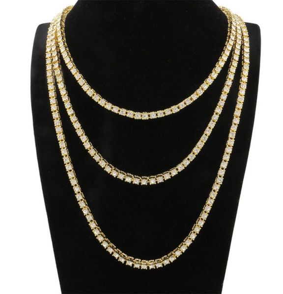 

hip hop tennis diamonds necklace for men trendy rapper graduated jewelry 20inch 24inch 30inch three colors golden silver gun black9376771, Black