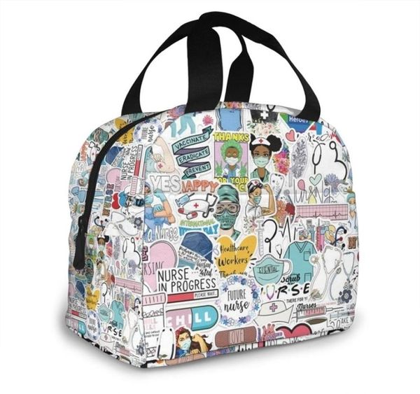 

doctors nursing nurse insulated lunch bag nurse print food case cooler warm bento box for kids cute lunch box for school 2206071337767