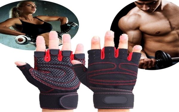 

new men and women half finger sports fitness gloves weight lifting gloves protect wrist gym training fingerless weightlifting spor8815041, Black