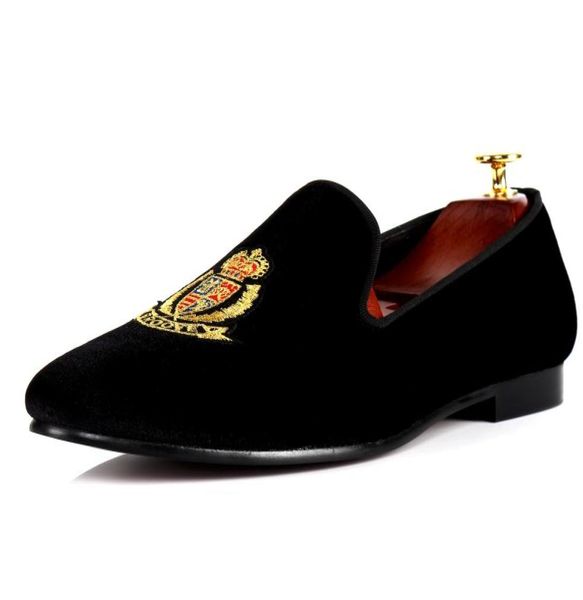 

harpelunde loafers men velvet shoes handmade motif custom shoes factory size 6145921863, Black