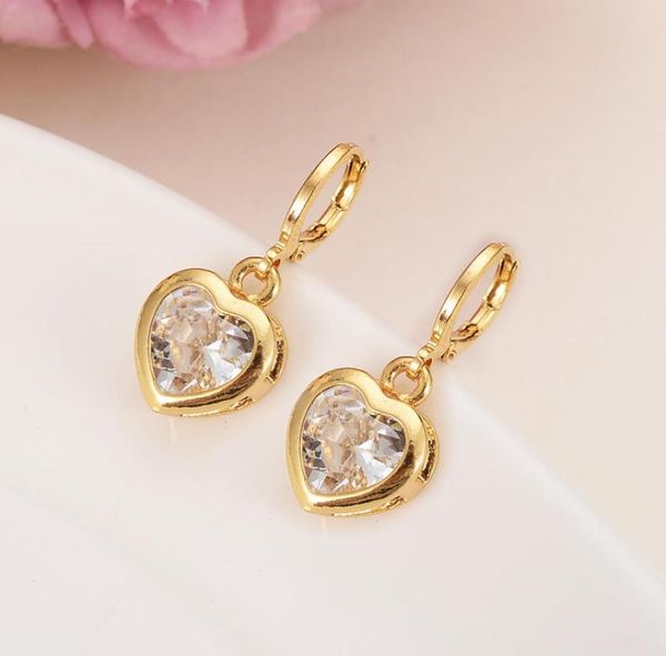 

gold heart 3 color crystal drop cz earrings womengirls africanarab kids gift fashion jewelry drop 6853645, Silver