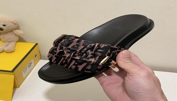 

designer women luxury slippers premium quality silk scarf fabric comfortable soft flat brown satin sandals summer slides two versi7166651, Black