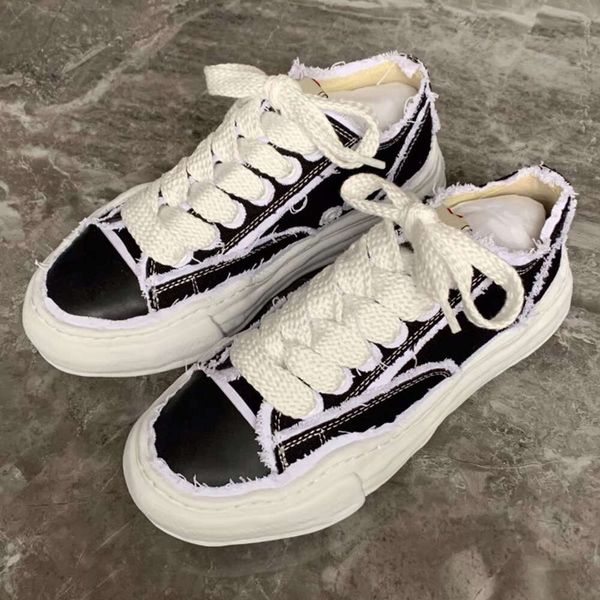 

maison mihara yasuhiro mmy original casual shoes sole low cut canvas shoes for men miharayasuhiro toe cap man woman sneaker size 36-47, Black