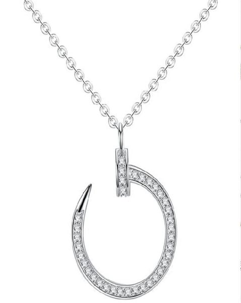 

branded sterling silver nail necklace fashion full diamond collarbone chain necklaces opp bag8346071, Golden;silver
