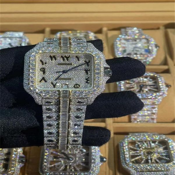 

luxury mens watches moissanite mosang stone diamond watch movement watches for men montre de luxe wristwatch mechanical automa323j, Slivery;brown