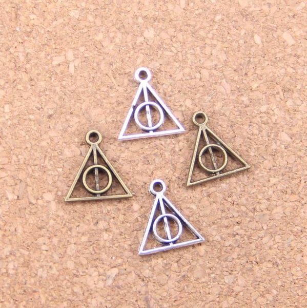 

300pcs antique silver bronze plated deathly hallows charms pendant diy necklace bracelet bangle findings 1312mm5938056, Bronze;silver