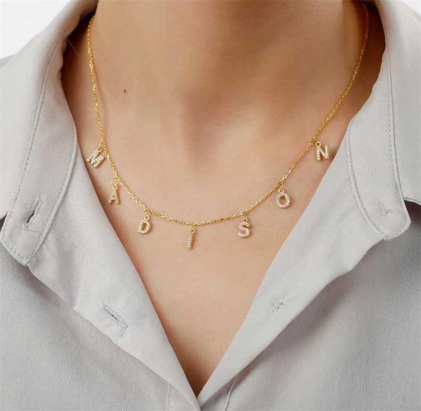 

mother039s day gift custom 6mm letters name necklace for women girl personalized zircon charms copper cz stone pendant plain ch5407432, Silver
