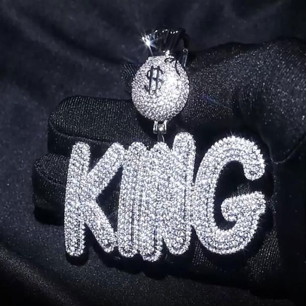 

custom name a- z roud typle letters pendant necklace dollar sign charms for men women gifts cubic zirconia necklace hip hop jewelr2899, Silver