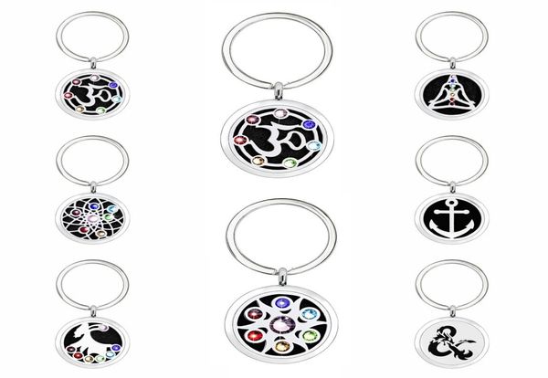 

u27 key ring perfume aromatherapy essential oil diffuser locket key chain alloy 30mm hollow locket key ring with 5pads randomly7205242, Slivery;golden