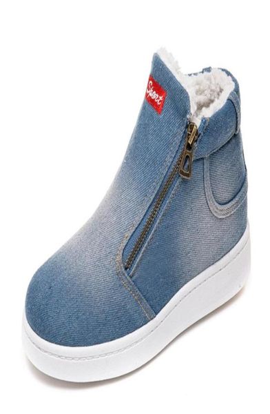 

winter shoes women denim snow boots platform warm fleeces classic high round toe flat casual shoes sneakers woman boot3291376, Black