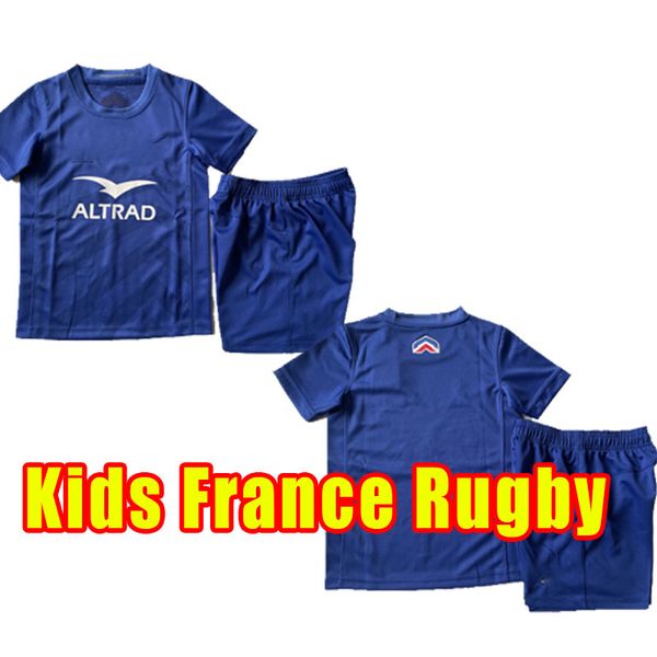 

kids 2022 new style frence super rugby jerseys maillot de foot boln shirt size 16-26 vest french world cup training pants shorts 22 23 child, Black;gray