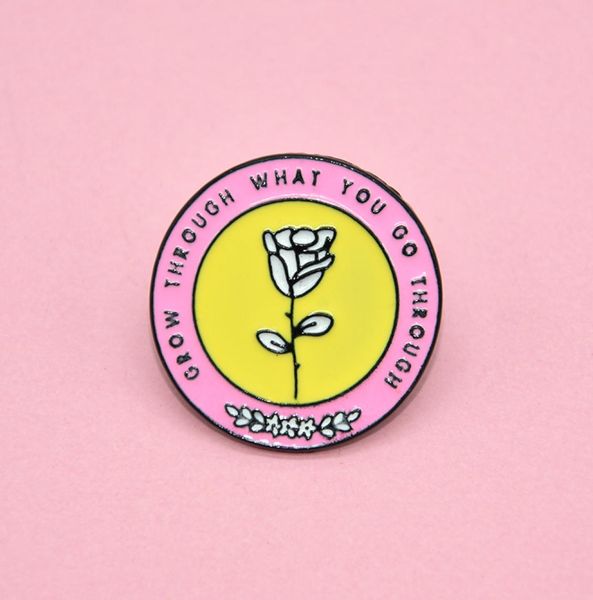 

white rose lapel pin round brooch grow through what you go throuhg hat jackets lapel pins decoration gifts7851107, Gray