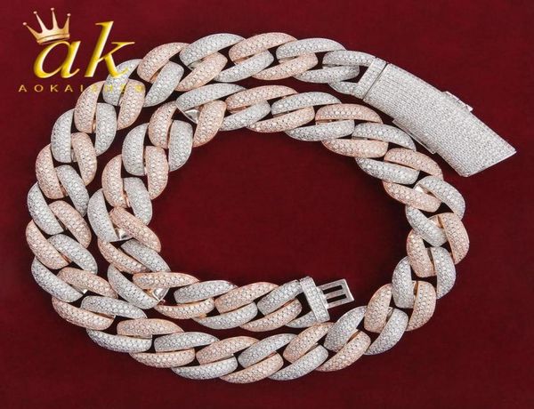 

chains heavy miami cuban link men039s hip hop necklace choker icedout zircon rock jewelry mix color chain 18quot 20quot3983684, Silver