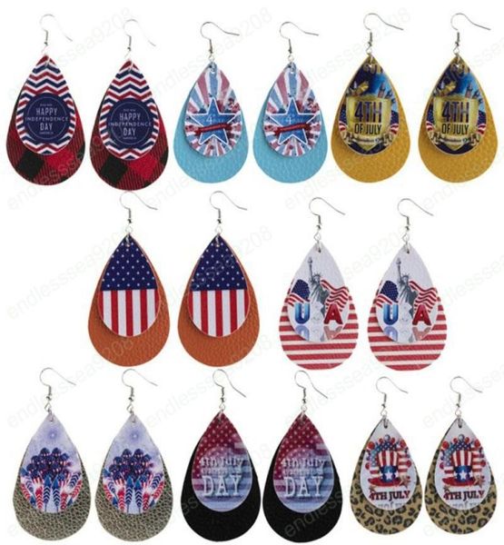

american flag printing earrings double layers earring leaf pu leather statue of liberty drop eardrop for women jewelry accessories4829713, Silver
