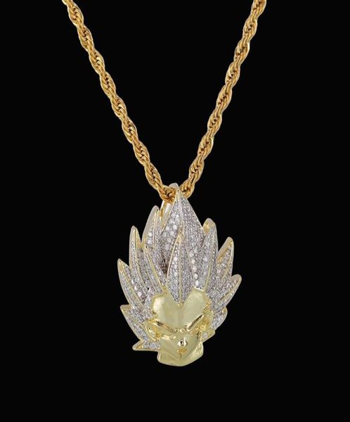 

hip hop jewelry iced out chain plated copper micro pave cz cartoon anime character pendant necklace for men gifts jewelry9327358, Silver