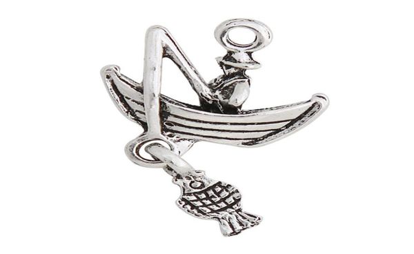 

whole fashion antique silver color fisherman fishing charms alloy dangle charms 2546mm 50pcs aac12876563116, Bronze;silver