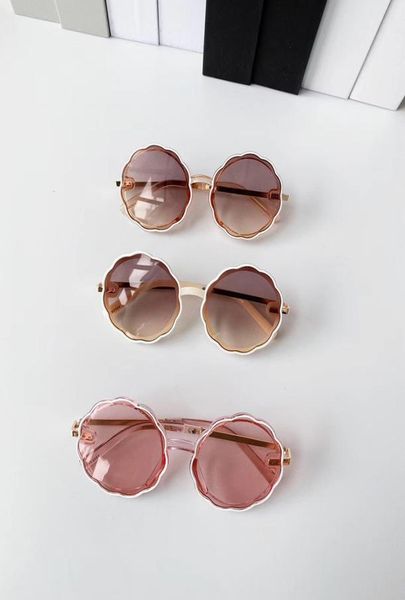 

fashion kids sunglasses summer girls waves lens metal frame sunglasses kid flowers beach sunglasses a31112780140, Blue