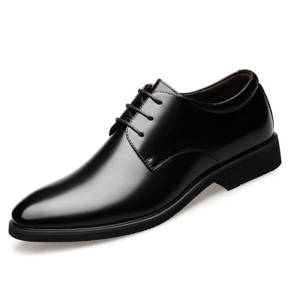 

genuine leather men solid dress shoes man increased shoes hidden heel shoes big size man oxford shoe wedding loafers for bridegroo7414829, Black