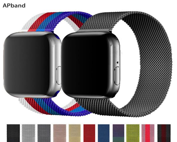 

strap for apple watch band 44mm 40mm iwatch 42mm 38mm stainless steel metal bracelet magnetic loop apple watch 3 4 5 6 se7183513, Black;brown